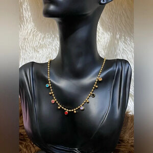Titanium Steel 18K Gold  Rhinestones Necklace Pendant Geometric